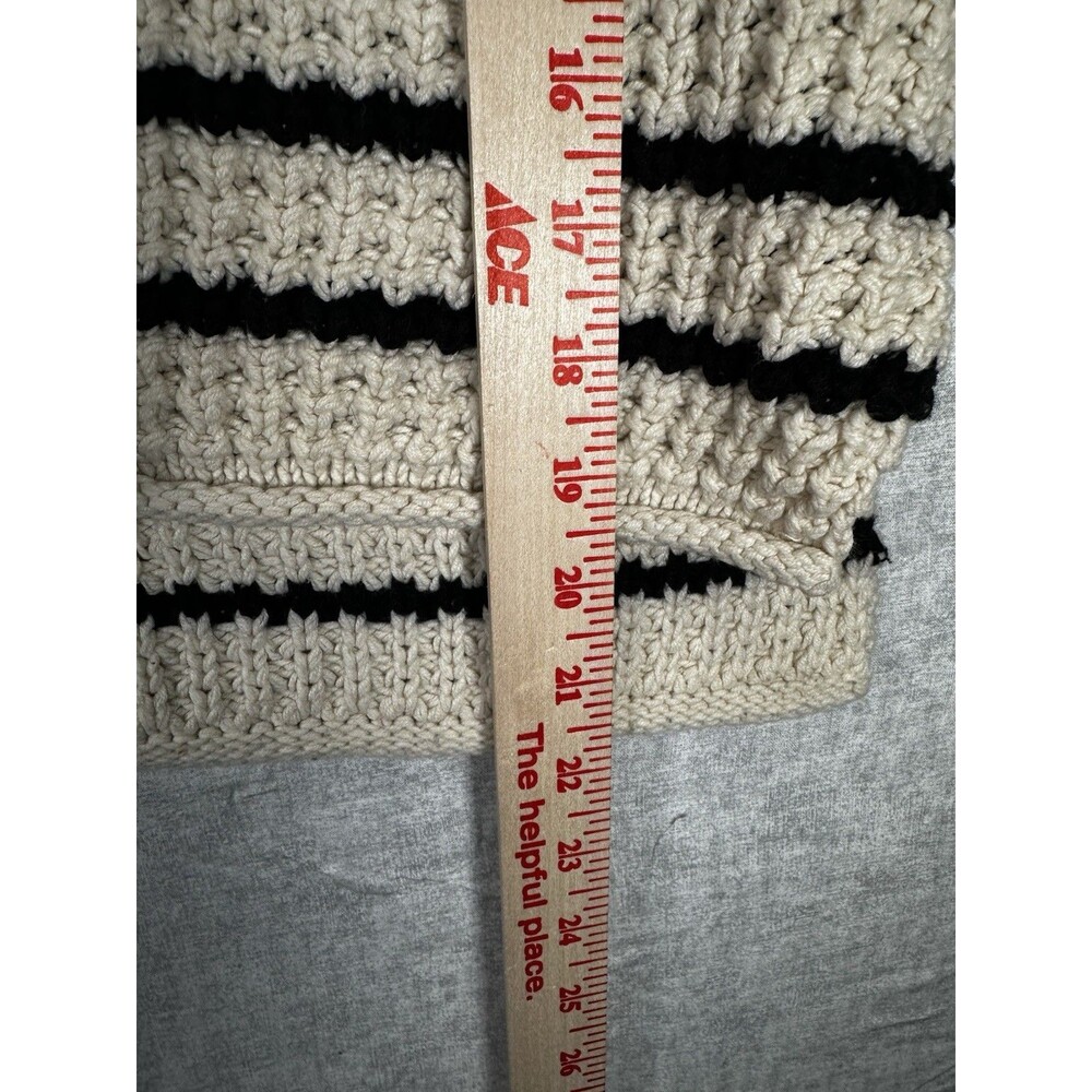 Joe Fresh Womens XS Long Sleeve Black Creme Striped Sweater Crop Chunky Knit - Picture 3 of 5